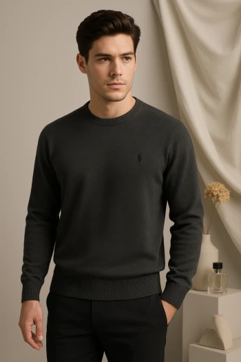 پلیور بافت ساده پولو یقه گرد