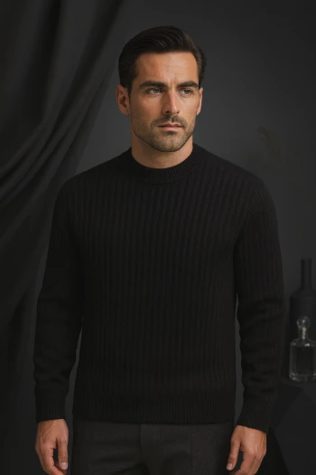 پلیور بافت راه راه یقه گرد