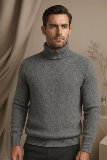 پلیور بافت حصیری یقه ایستاده